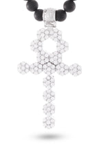 Load image into Gallery viewer, Onyx Beaded Ankh Cross Necklace
