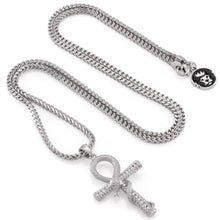 Load image into Gallery viewer, White Gold CZ Apep and Ankh Cross
